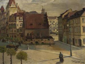 alexander artur oskar 1876-1953,View of Old-New Synagogue,1909,Palais Dorotheum AT 2016-03-05