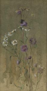 ALEXANDER Edwin John 1870-1926,Scabious and Sneezewort with a Red-tai,Bellmans Fine Art Auctioneers 2024-03-28