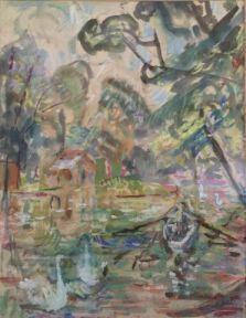 ALEXANDER RUTSCH 1930,Cygnes sur un étang,1947,Deburaux et Associes FR 2015-11-20