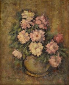 ALEXANDRESCU N.T 1884,Flori roz în vas verde,1943,GoldArt RO 2016-02-10