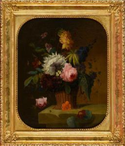 ALEXIS Balthazar,Bouquet de fleurs dans une corbeille tressée,1853,Conan-Auclair 2020-11-15