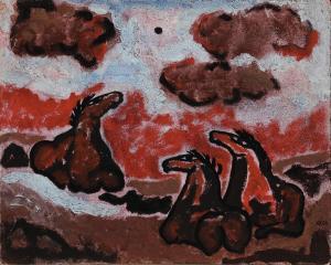ALFELT Vibeke 1934-1999,Landscape with horses,Bruun Rasmussen DK 2023-04-18