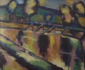 Alfred SNABL,Weir on the Sazava river,1948,Meissner Neumann CZ 2008-09-27