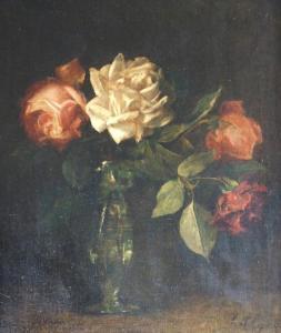 ALGIE Jessie 1859-1927,ROSES IN A GLASS VASE,Great Western GB 2020-11-26