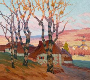 ALHAZIAN Ohannes 1881-1958,Village Landscape at Sunset,Shapiro Auctions US 2023-10-21