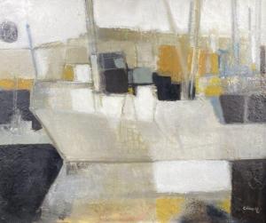 ALIOTTI Claude 1925-1989,Bateau blanc au soleil noir,Boisgirard - Antonini FR 2024-01-25