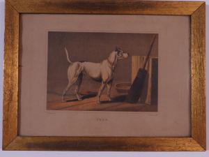 ALKEN H,standing white dog next to a broom,20th century,B.S. Slosberg, Inc. Auctioneers 2023-09-07