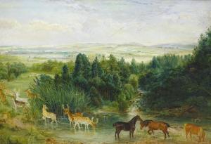 ALKSNIS Adams 1864-1897,Landscape with horses, deer and rabbits,1901,Golding Young & Co. 2019-11-27