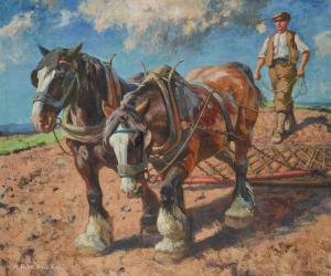 ALLAN Archibald Russell W 1878-1959,HEAVY HORSES PLOUGHING,Lyon & Turnbull GB 2022-12-08