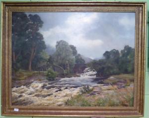 ALLAN Hugh 1862-1909,River landscape with bridge,Tennant's GB 2016-11-05