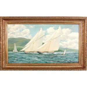 ALLAN Julian Phelps 1892,Painting, Yacht Race,San Rafael Auction US 2007-10-20