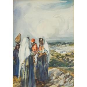 ALLARD L'OLIVIER Fernand 1883-1933,WOMEN GATHERING ON A HILLSIDE ABOVE A NORTH AF,1928,Waddington's 2023-08-24