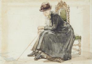 ALLEBÉ Augustus 1838-1927,Study of a seated lady,1885,Bonhams GB 2013-06-11