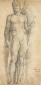 ALLEGRINI Flaminio,Un guerrier romain casqué tenant un bâton, d'après,Christie's 2004-12-15