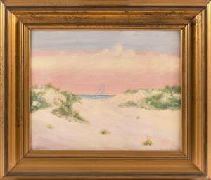 ALLEN Charles John 1863-1956,Sunset dune scene with distant sailboat,Eldred's US 2022-06-17