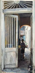 ALLEN COOMER Mark 1914-2004,Boy standing in an entryway,John Moran Auctioneers US 2016-07-30