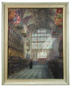 ALLEN Frederick Warren 1888-1961,View of the interior of St George's Chapel,Cheffins GB 2016-06-15
