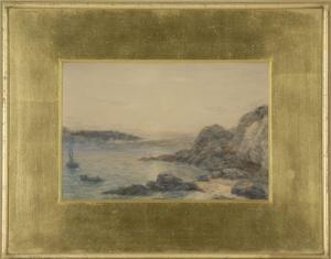 ALLEN Greta 1881-1963,Coastal seascape with rocks to the right, and a co,1906,Eldred's US 2011-01-29