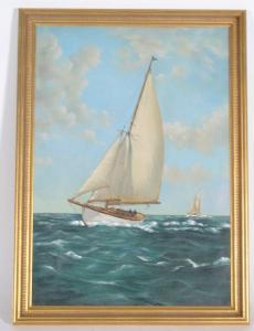 ALLEN Howard 1800-1900,A cruising yacht under full sail with two yachtsme,Eldred's US 2009-10-24