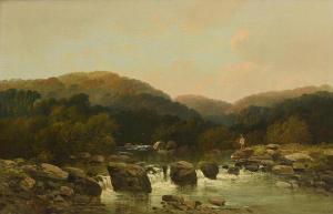 ALLEN James Baylie 1803-1876,Fishing at River Erme Rocks, Ivybridge,Morgan O'Driscoll IE 2021-01-25