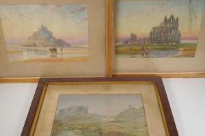 ALLEN John Whitacre,Mont St Michel, Normandy, and a ruined abbey,Crow's Auction Gallery 2022-03-16