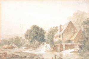 ALLEN Joseph William 1803-1852,Cottage on a river bank,Dreweatts GB 2016-04-19