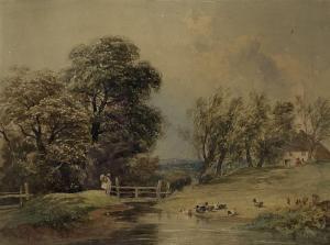 ALLEN Joseph William 1803-1852,Ducks Swimming in River,1840,David Duggleby Limited GB 2021-12-04