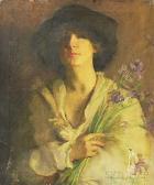 ALLEN Marion Boyd 1864-1941,Woman with Iris,1916,Skinner US 2015-04-02