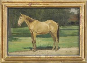 ALLEN THOMAS 1900-1900,PORTRAIT OF A TAN HORSE,James D. Julia US 2010-08-25