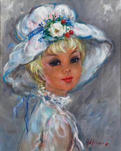 ALLEROUX Jean 1900-1900,Jeune fille au chapeau,20th century,Zofingen CH 2009-12-03