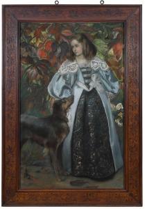 ALLERS Christian Wilhelm 1857-1915,Pre-Raphaelite Portrait of a Girl in Garden ,1890,Brunk Auctions 2023-03-24