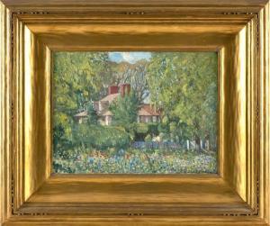 ALLIS C. Harry 1870-1938,A house surrounded by lush gardens,1926,Eldred's US 2024-04-05