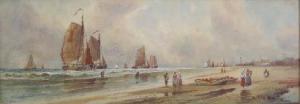 ALLISON Chas F,Fishing boats off beach, figures on beach and buil,Dickins GB 2009-03-14