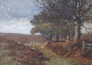 ALLISON John William,A SHEPHERD AND HIS FLOCK IN A WOODED LANDSCAPE,1897,Great Western 2021-09-22