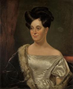 ALLSTON Washington 1779-1843,Portrait of a woman in satin evening dress and fur,Chait US 2017-11-19
