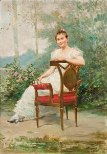 ALONSO PEREZ Mariano 1857-1930,Portrait of a lady in a garden,Subastas Segre ES 2024-02-06