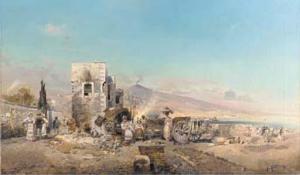 ALOTT Rudolf 1800-1900,A Mediterranean village with Vesuvius beyond,1889,Christie's GB 2005-06-02