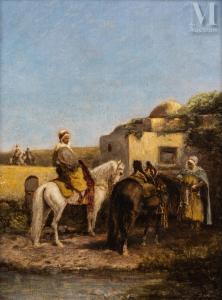 ALSINA José 1850-1925,La halte des cavaliers à la fontaine,Millon & Associés FR 2023-06-16