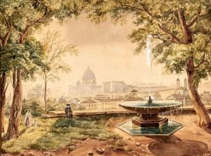 ALT Franz 1821-1914,Blick von der Höhe auf den Petersdom in Rom,Zeller DE 2024-04-04
