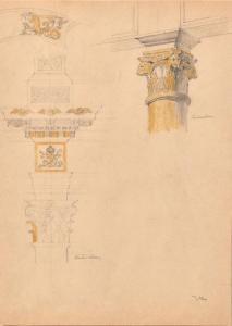 ALT Franz 1821-1914,Feuille d\’étude de détails architecturaux de la c,Osenat FR 2023-07-09
