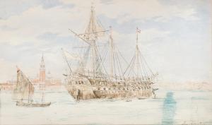 ALT Jacob,An Austrian battleship near San Giorgio Maggiore i,1833,Palais Dorotheum 2024-03-28