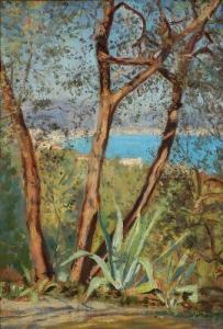 ALTAMURA Alessandro 1855-1918,View of the bay of Menton,Bruun Rasmussen DK 2021-01-25