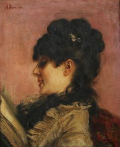 ALTAMURA Saverio Francesco,Half Length Portrait of a Lady reading,Tooveys Auction 2023-09-06