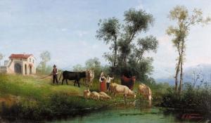 altanasi V 1800-1900,Bauern mit Viehherde an einer Furt.,Dobiaschofsky CH 2006-11-01