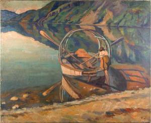 ALTHERR Paul 1870-1928,Blick über einen See in den Bergen,Bloss DE 2008-10-06