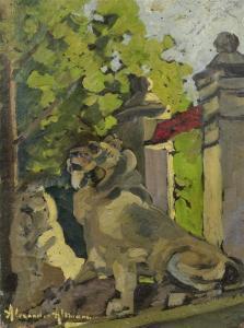 ALTMANN Alexander 1885-1950,Lions infront of a gate,Galerie Koller CH 2009-12-01