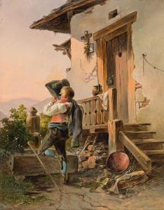ALTMANN Anton II 1808-1871,„Junger Wanderer am Brunnen\“,1845,im Kinsky Auktionshaus AT 2022-06-28