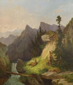 ALTMANN Anton II 1808-1871,Wounded deer in a mountainous landscape,Tennant's GB 2023-10-14