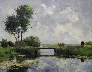 ALTMANN Gerard 1877-1940,Polderlandschap met vee aan de Reeuwijkse Plassen,Venduehuis NL 2021-10-17