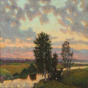 ALTZAR Anders 1886-1939,Sunset above Dalerne in Sweden,Bruun Rasmussen DK 2013-10-28